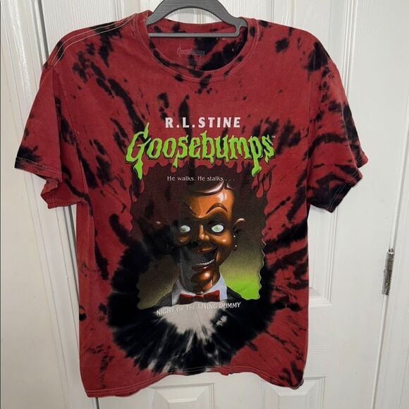Goosebumps Red and Black Tie-Dye T-Shirt - Picture 1 of 8
